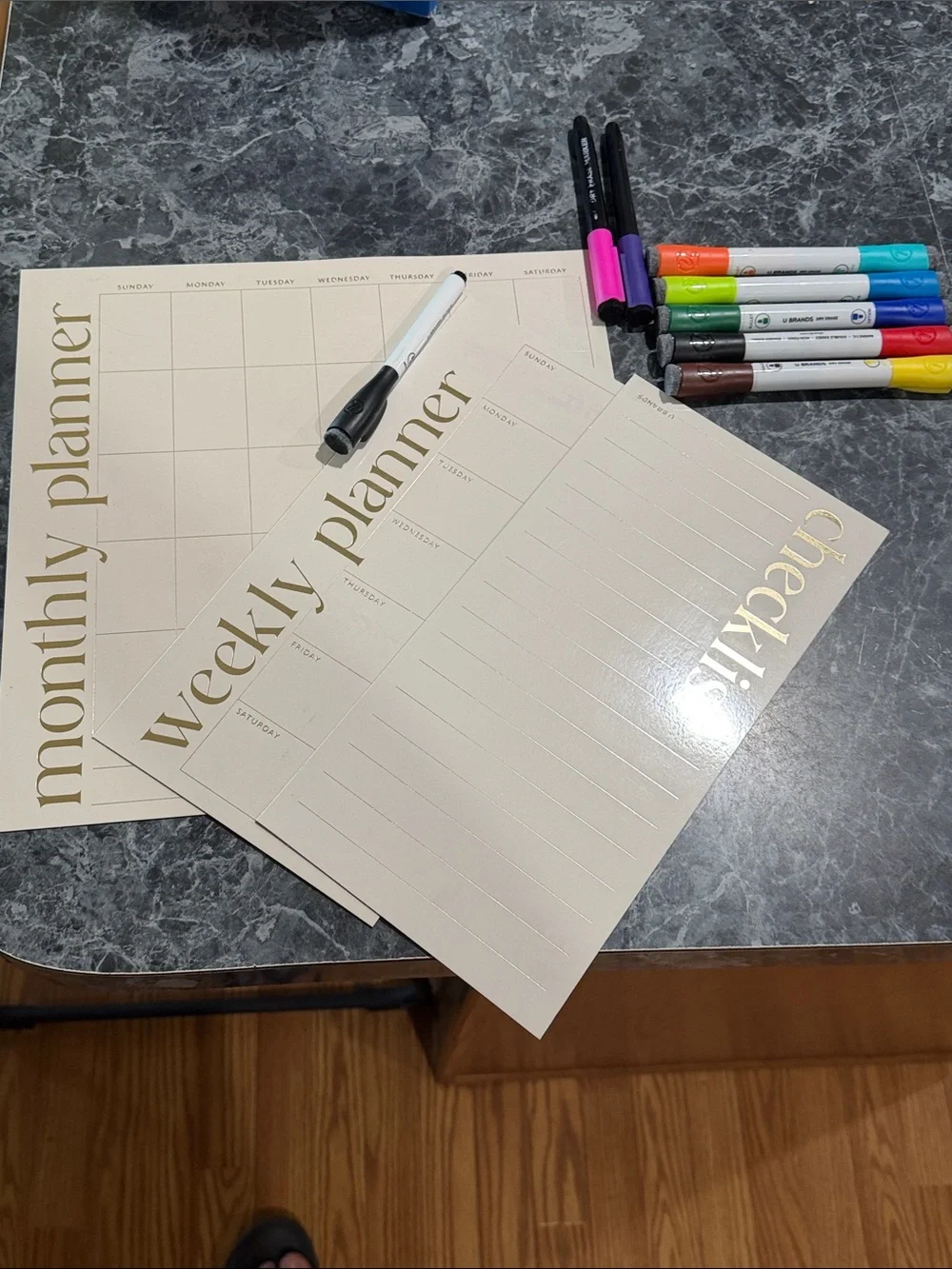 Magnetic Dry Erase Calendar, Checklist + ! Includes-Color Markers & Shopping!